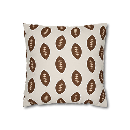 Hand-Drawn Football Throw Pillow Cover | Khaki