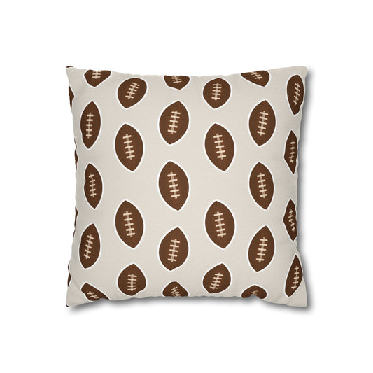 Hand-Drawn Football Throw Pillow Cover | Khaki