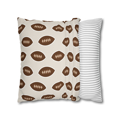 Hand-Drawn Football Throw Pillow Cover | Khaki