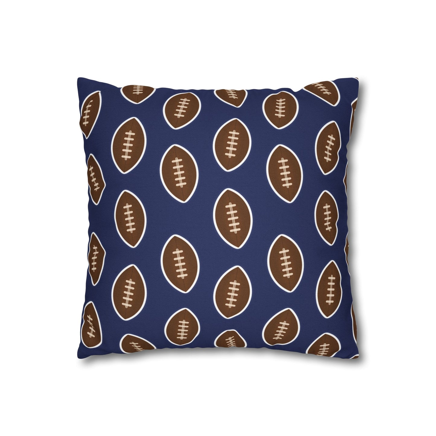 Hand-Drawn Football Throw Pillow Cover | Navy Blue