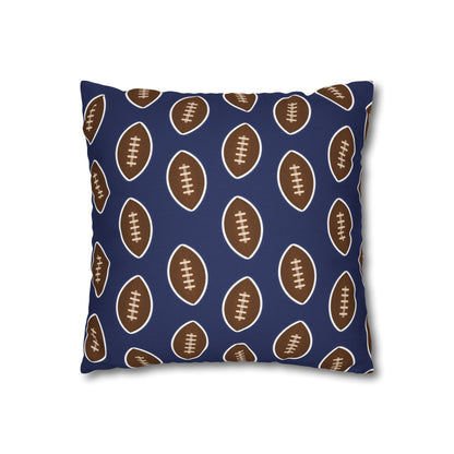 Hand-Drawn Football Throw Pillow Cover | Navy Blue