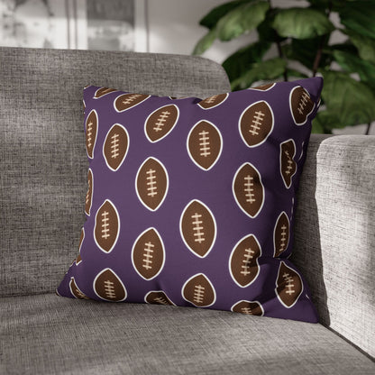 Hand-Drawn Football Throw Pillow Cover | Purple