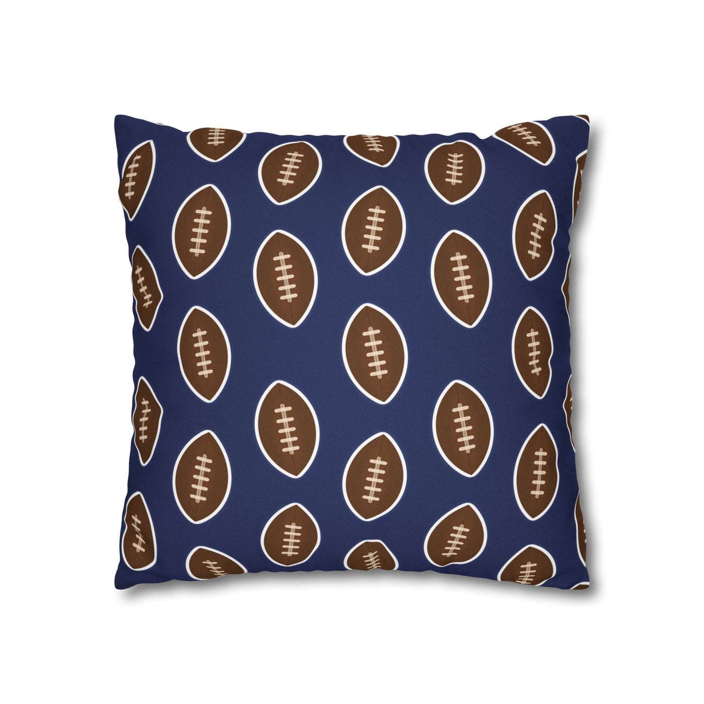 Hand-Drawn Football Throw Pillow Cover | Navy Blue