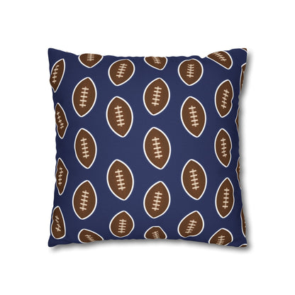 Hand-Drawn Football Throw Pillow Cover | Navy Blue