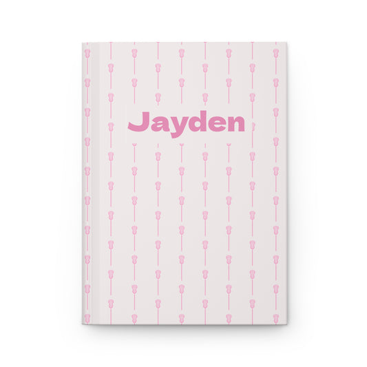 Personalized Pink Lacrosse Pattern Hardcover Journal