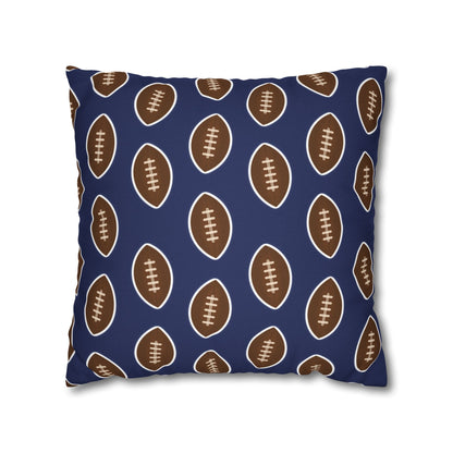 Hand-Drawn Football Throw Pillow Cover | Navy Blue