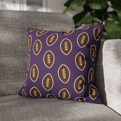 Hand-Drawn Football Throw Pillow Cover | Purple