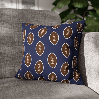 Hand-Drawn Football Throw Pillow Cover | Navy Blue