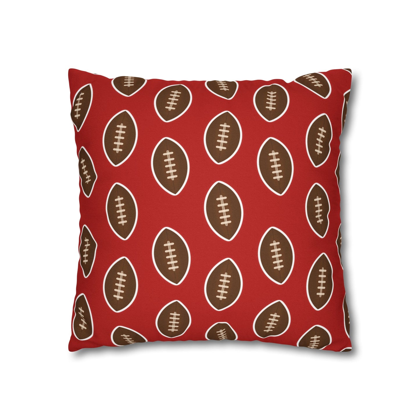 Hand-Drawn Football Throw Pillow Cover | Dark Red