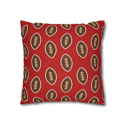 Hand-Drawn Football Throw Pillow Cover | Dark Red