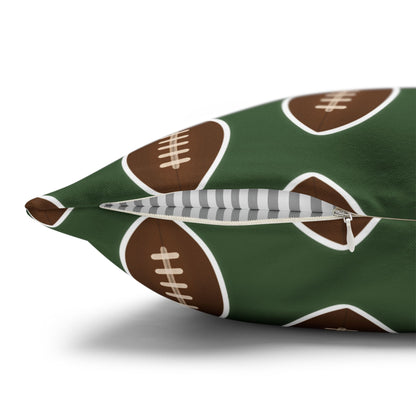 Hand-Drawn Football Throw Pillow Cover | Olive Green