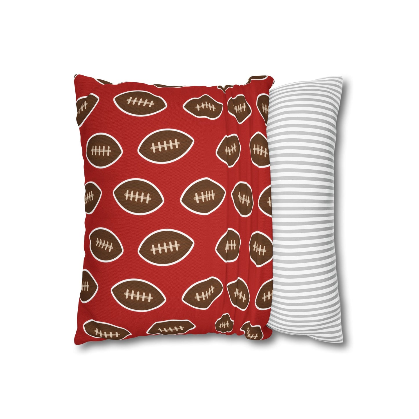 Hand-Drawn Football Throw Pillow Cover | Dark Red