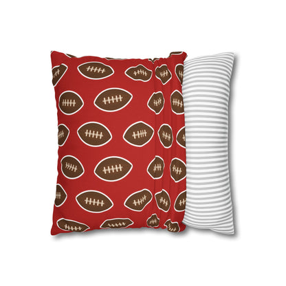 Hand-Drawn Football Throw Pillow Cover | Dark Red