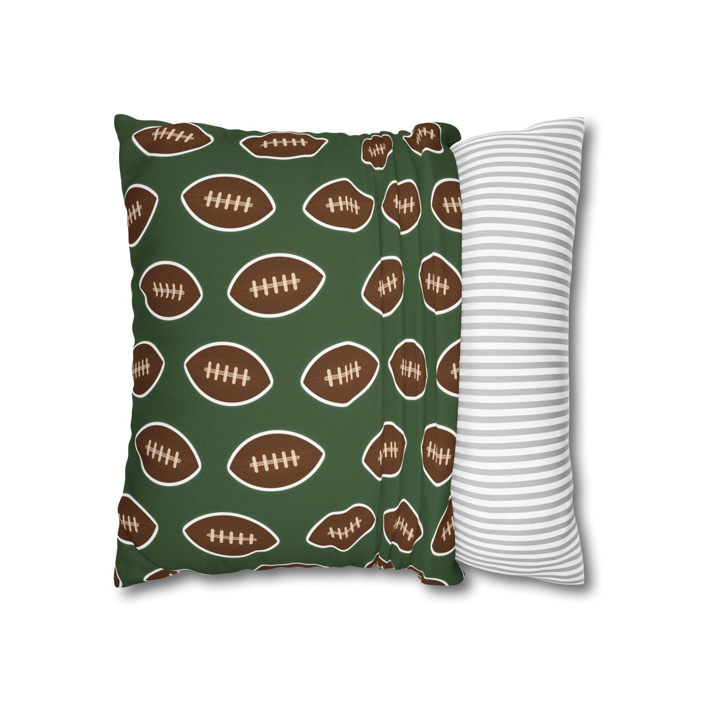 Hand-Drawn Football Throw Pillow Cover | Olive Green