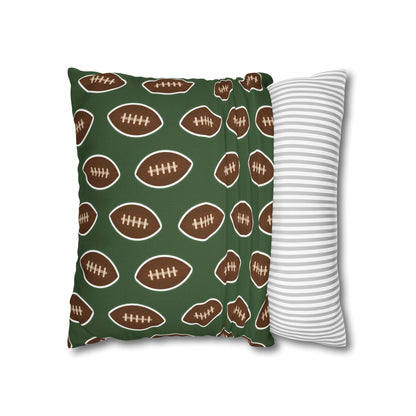 Hand-Drawn Football Throw Pillow Cover | Olive Green