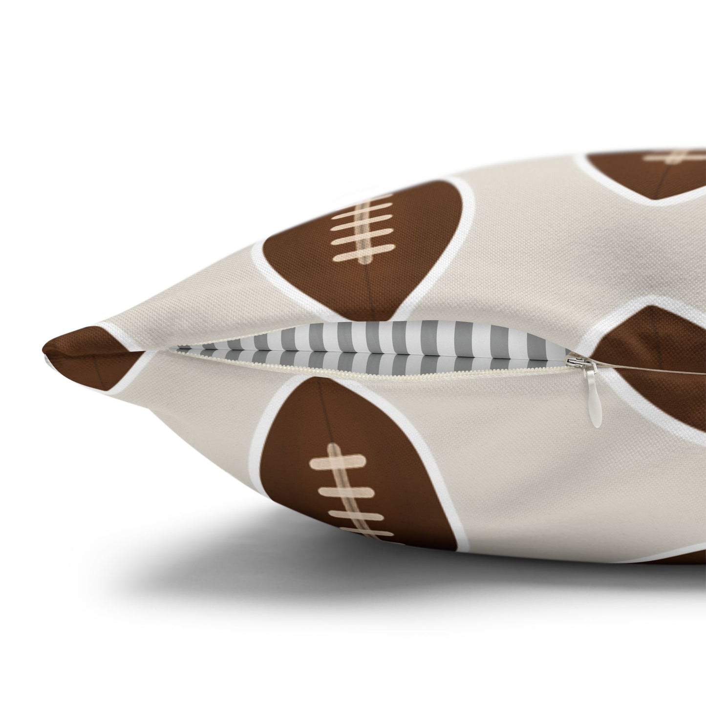 Hand-Drawn Football Throw Pillow Cover | Khaki