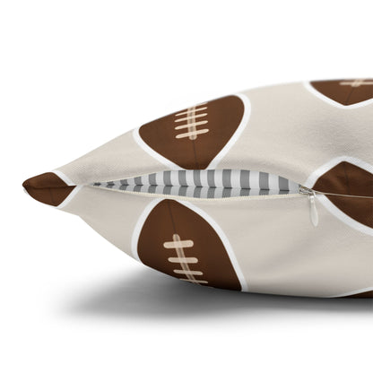 Hand-Drawn Football Throw Pillow Cover | Khaki