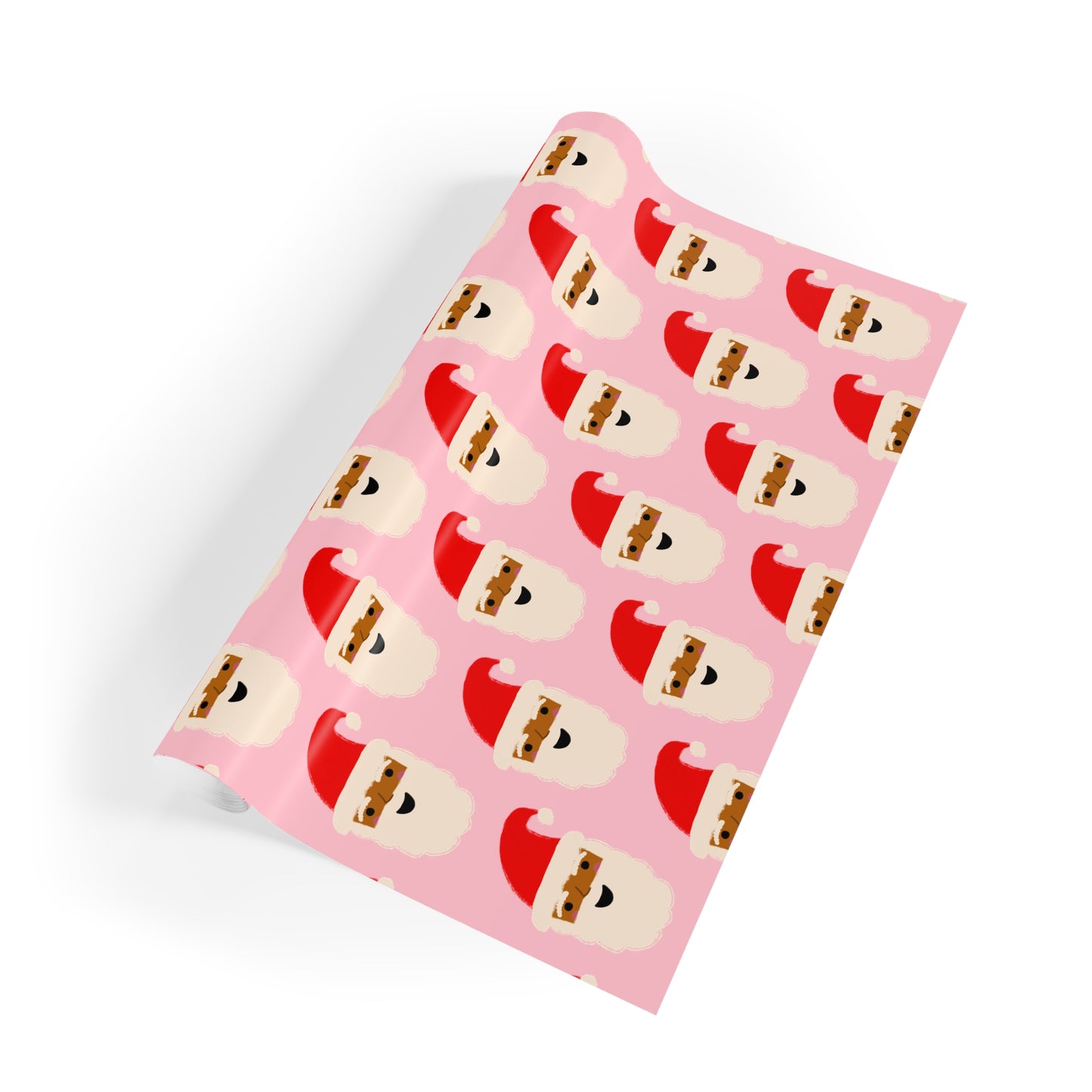 African American Santa Christmas Wrapping Paper | Pink