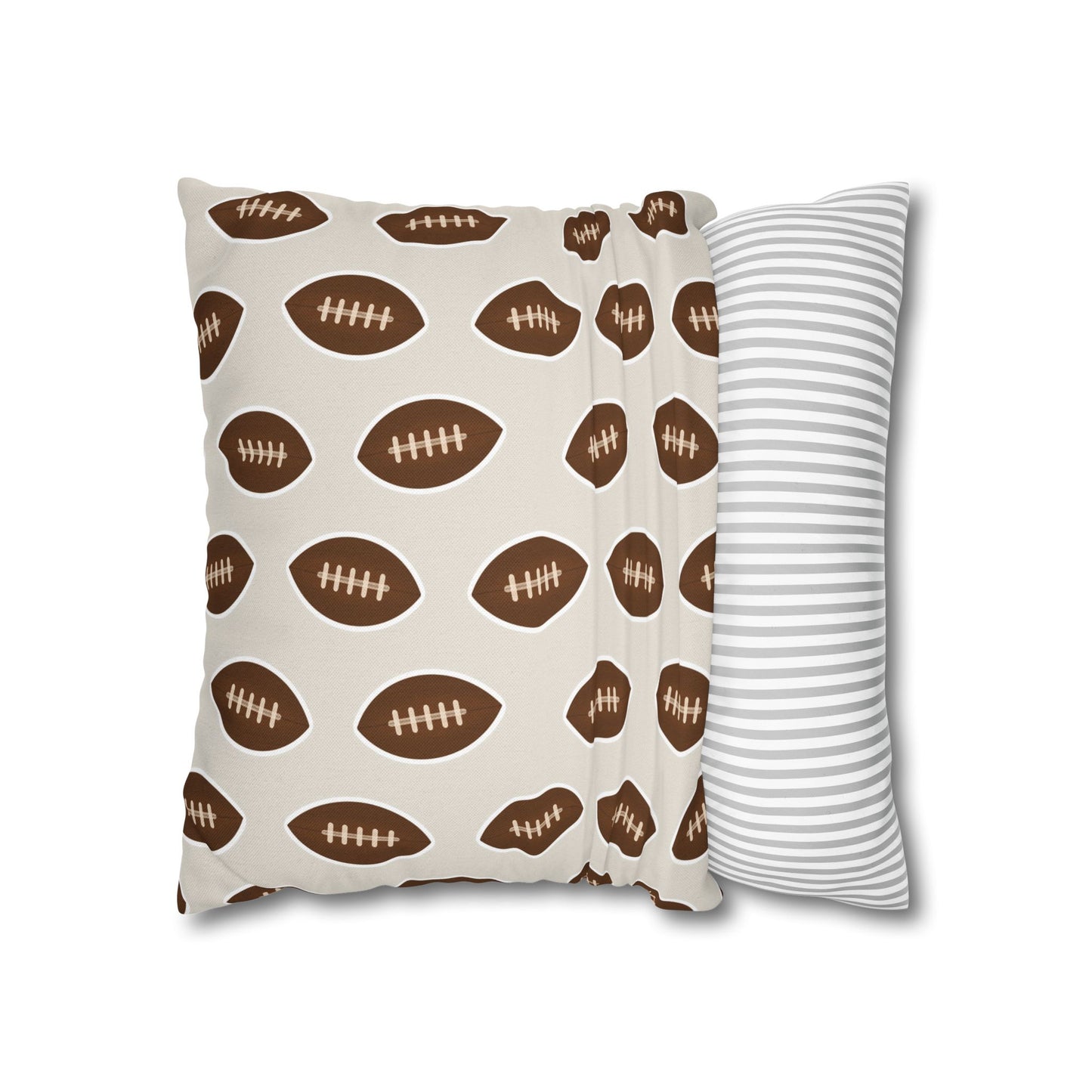 Hand-Drawn Football Throw Pillow Cover | Khaki
