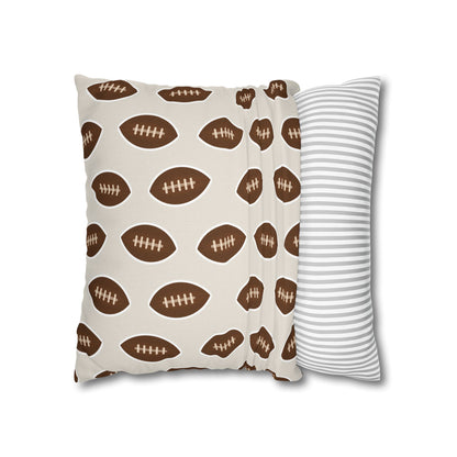 Hand-Drawn Football Throw Pillow Cover | Khaki