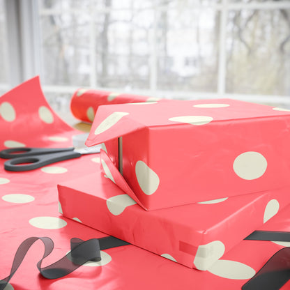 Coral Polka Dot Gift Wrapping Paper