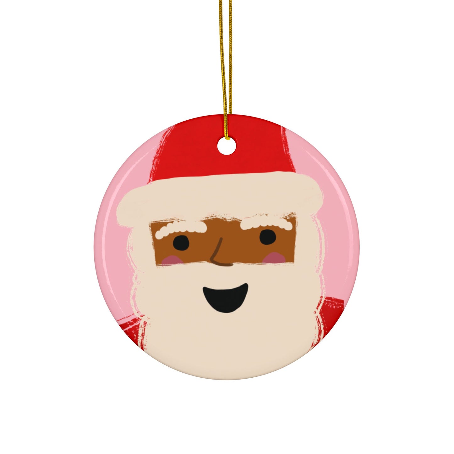 African American Santa Christmas Ornament | Pink