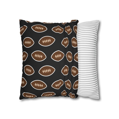 Hand-Drawn Football Throw Pillow Cover | Black