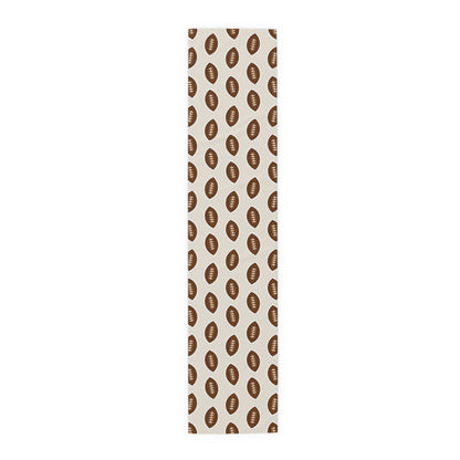 Whimsical Football Table Runner | Khaki Game Day Tailgate Party Decor | Cotton or Polyester