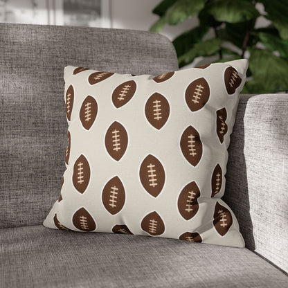 Hand-Drawn Football Throw Pillow Cover | Khaki