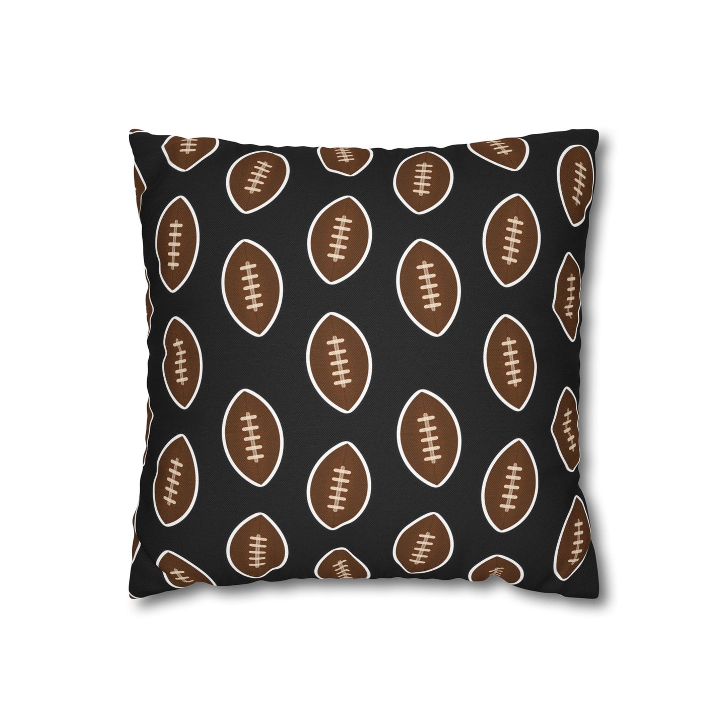 Hand-Drawn Football Throw Pillow Cover | Black