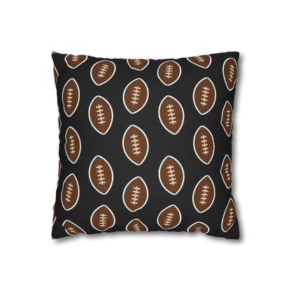 Hand-Drawn Football Throw Pillow Cover | Black