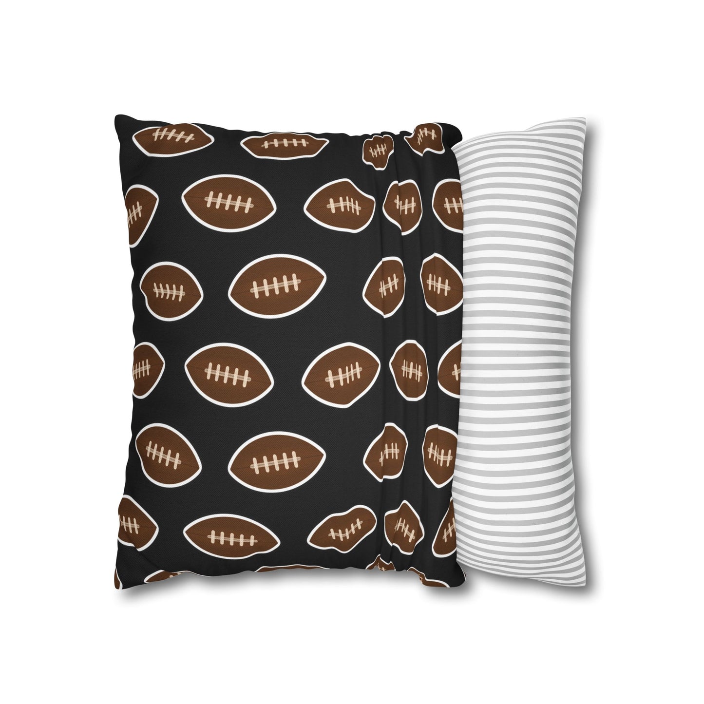 Hand-Drawn Football Throw Pillow Cover | Black