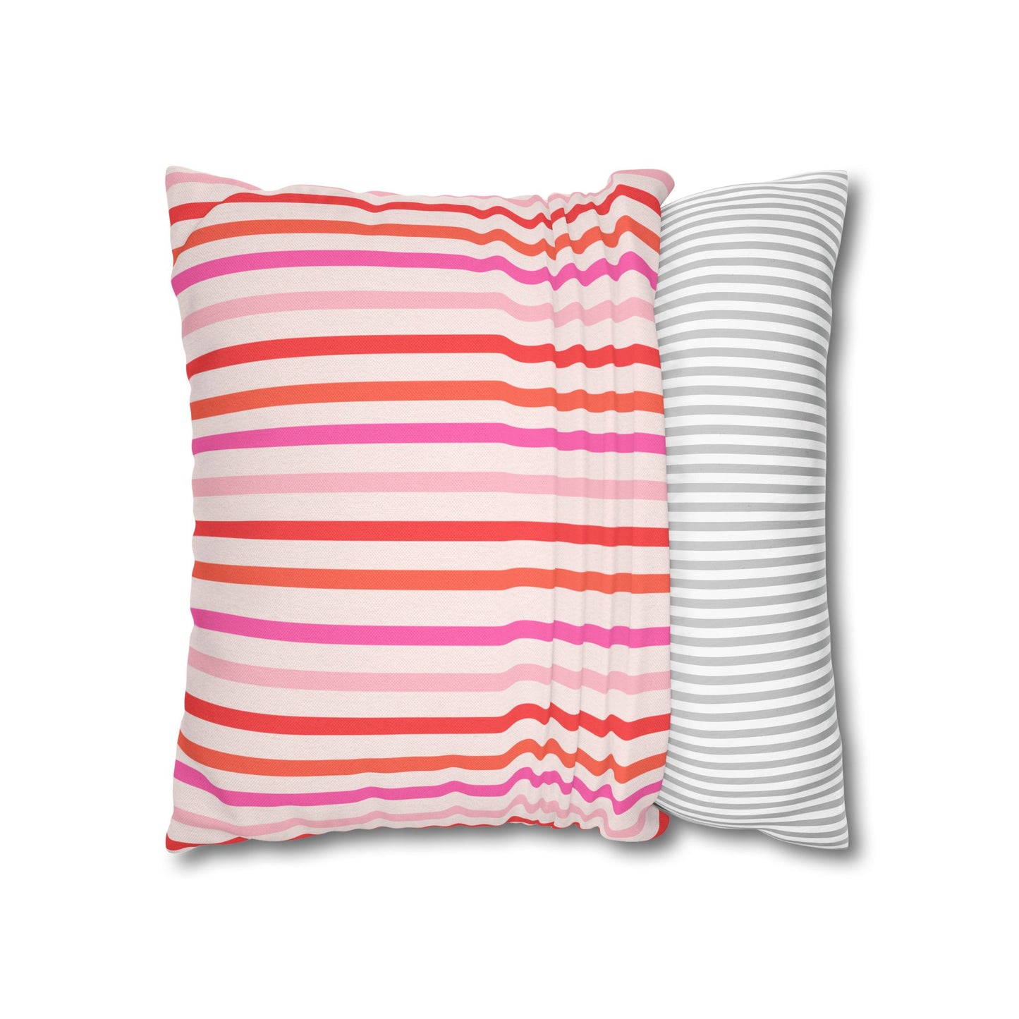 Pink and Orange Striped Pattern Throw Pillow Cover