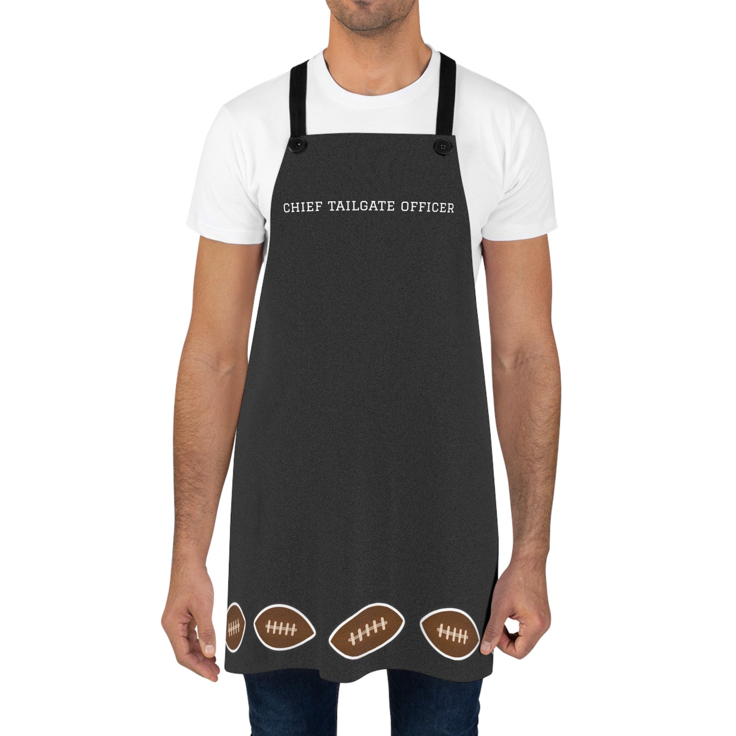 Football Game Day Chief Tailgate Officer Apron | Black