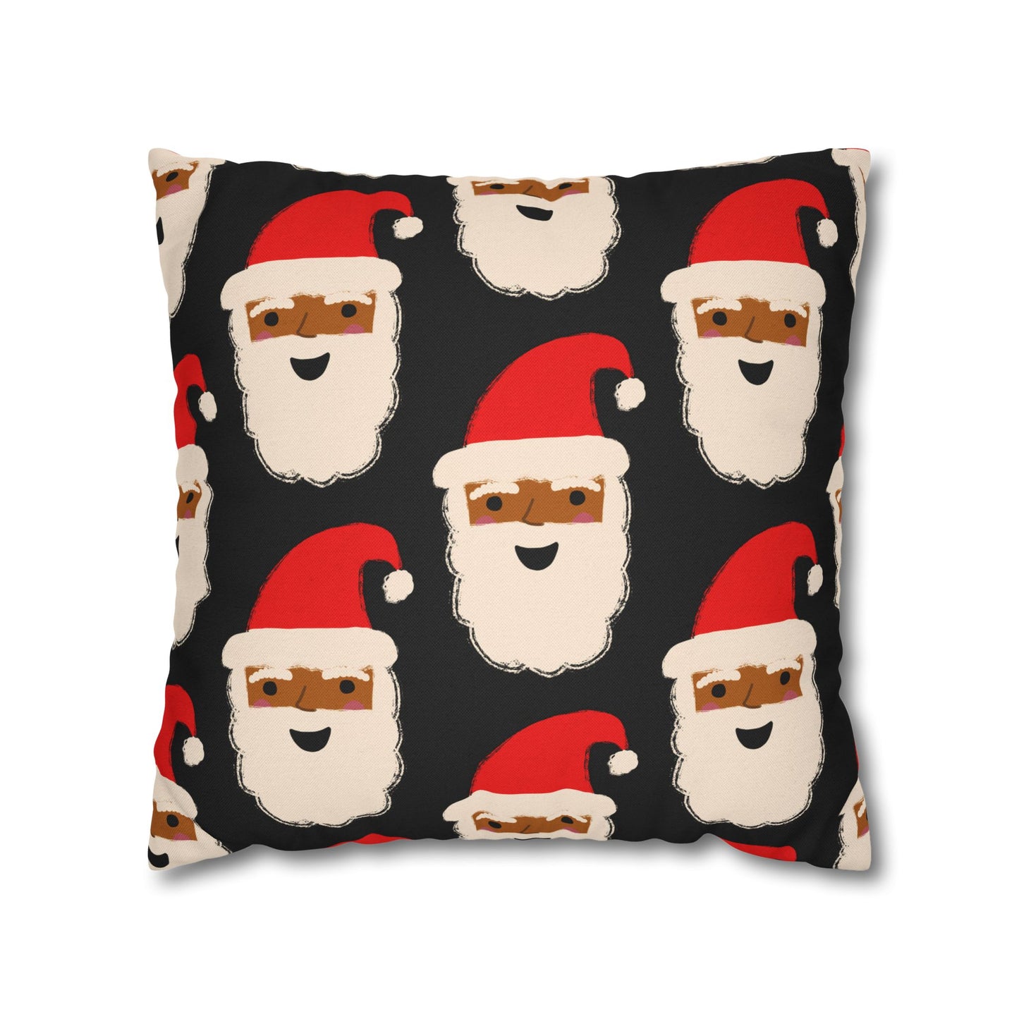 African American Santa Throw Pillow Cover | Black