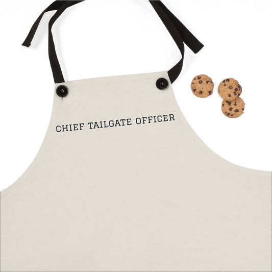 Football Game Day Chief Tailgate Officer Apron | Khaki