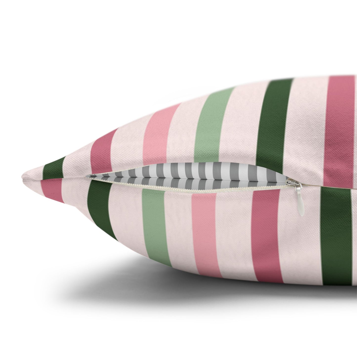 Pink and Green Striped Pattern Throw Pillow Cover