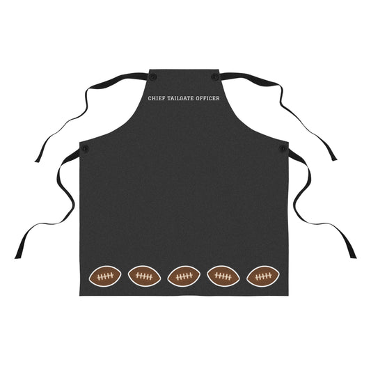 Football Game Day Chief Tailgate Officer Apron | Black