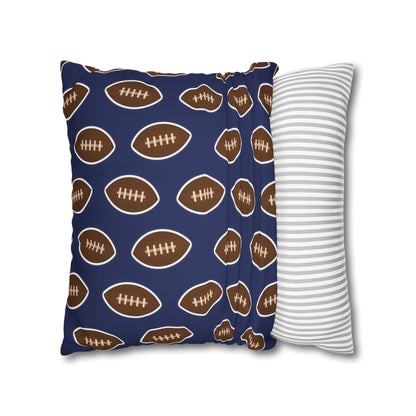 Hand-Drawn Football Throw Pillow Cover | Navy Blue