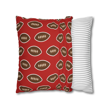 Hand-Drawn Football Throw Pillow Cover | Dark Red