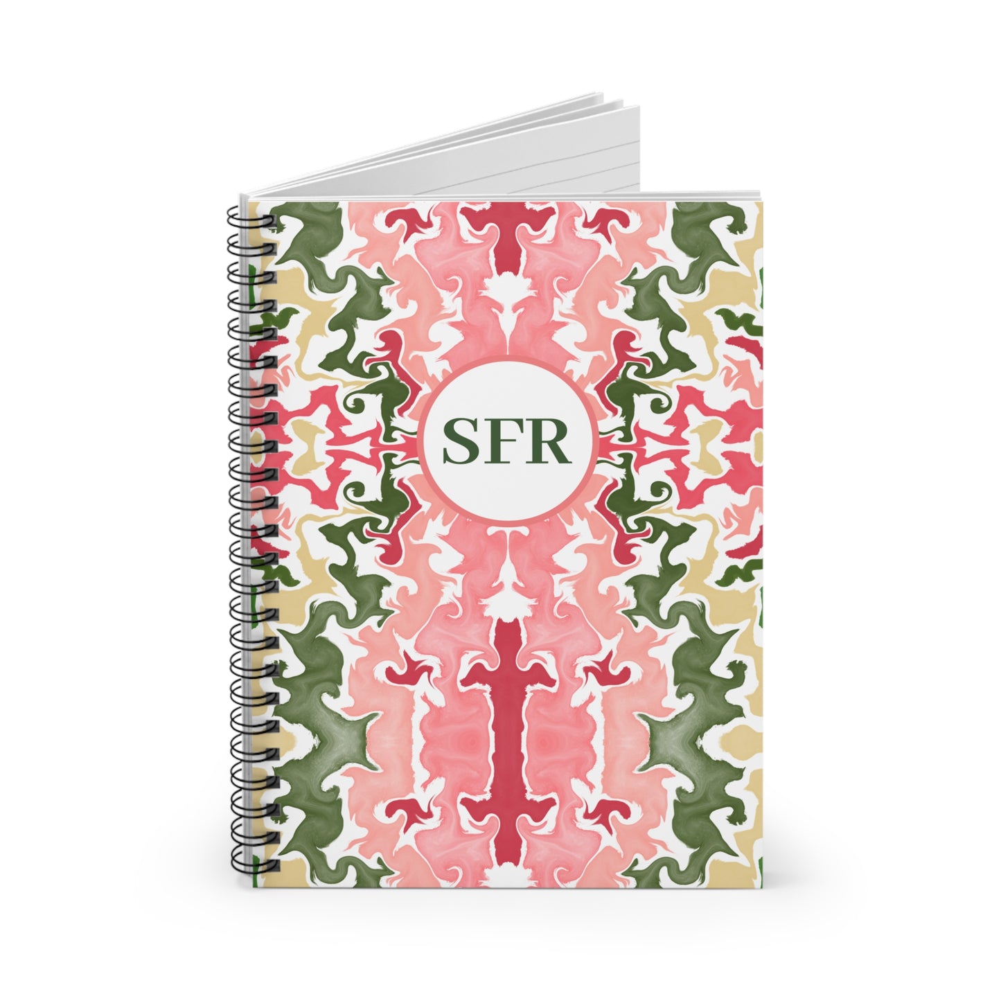 Personalized Marble Spiral Notebook | Pink and Green | Ruled Line