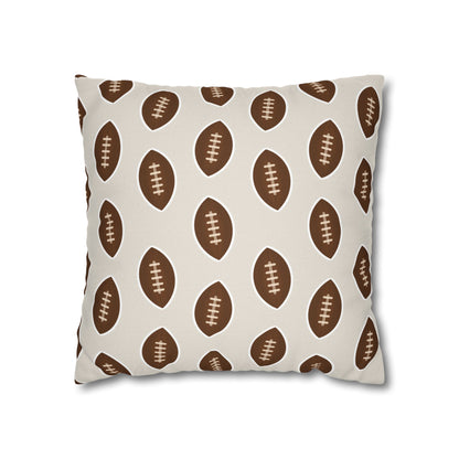 Hand-Drawn Football Throw Pillow Cover | Khaki