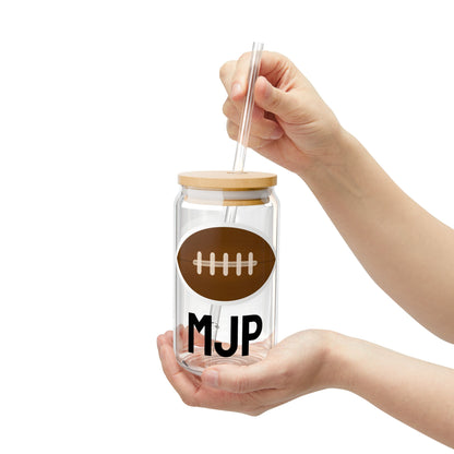 Personalized Football Glass Tumbler | 16oz