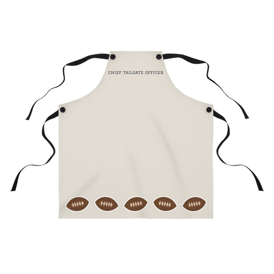 Football Game Day Chief Tailgate Officer Apron | Khaki