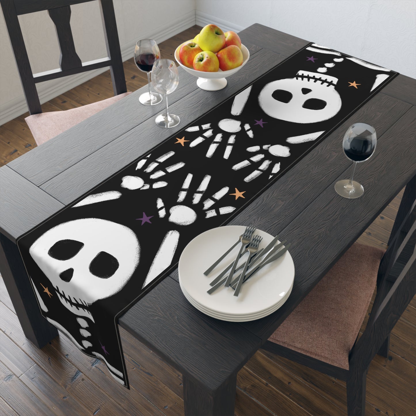Dancing Skeleton Halloween Table Runner