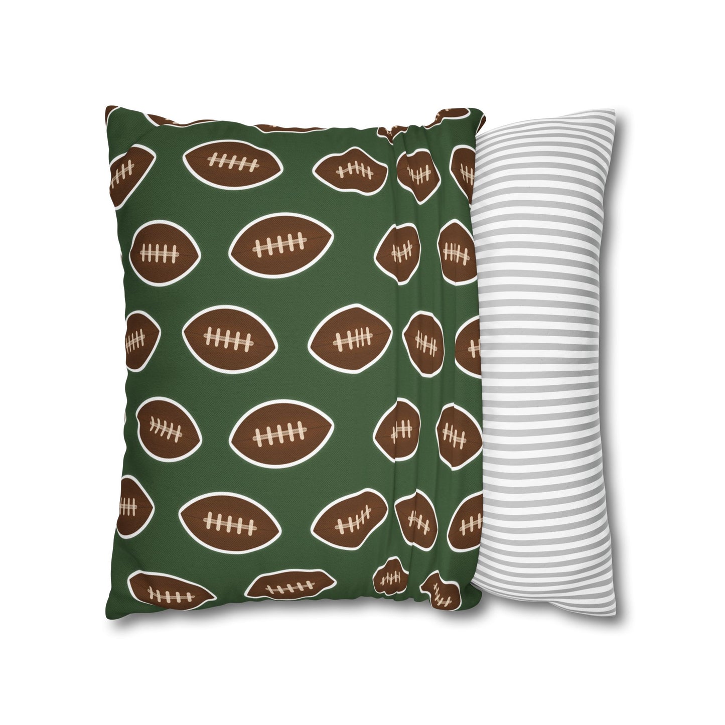 Hand-Drawn Football Throw Pillow Cover | Olive Green