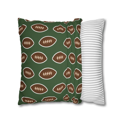 Hand-Drawn Football Throw Pillow Cover | Olive Green