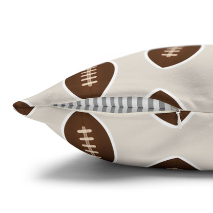 Hand-Drawn Football Throw Pillow Cover | Khaki