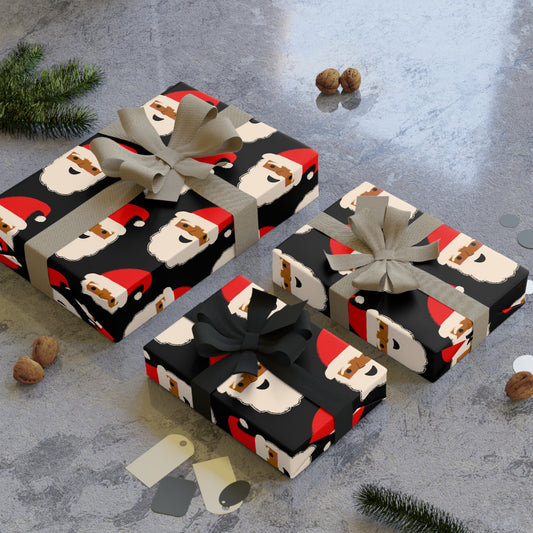 African American Santa Christmas Wrapping Paper | Black