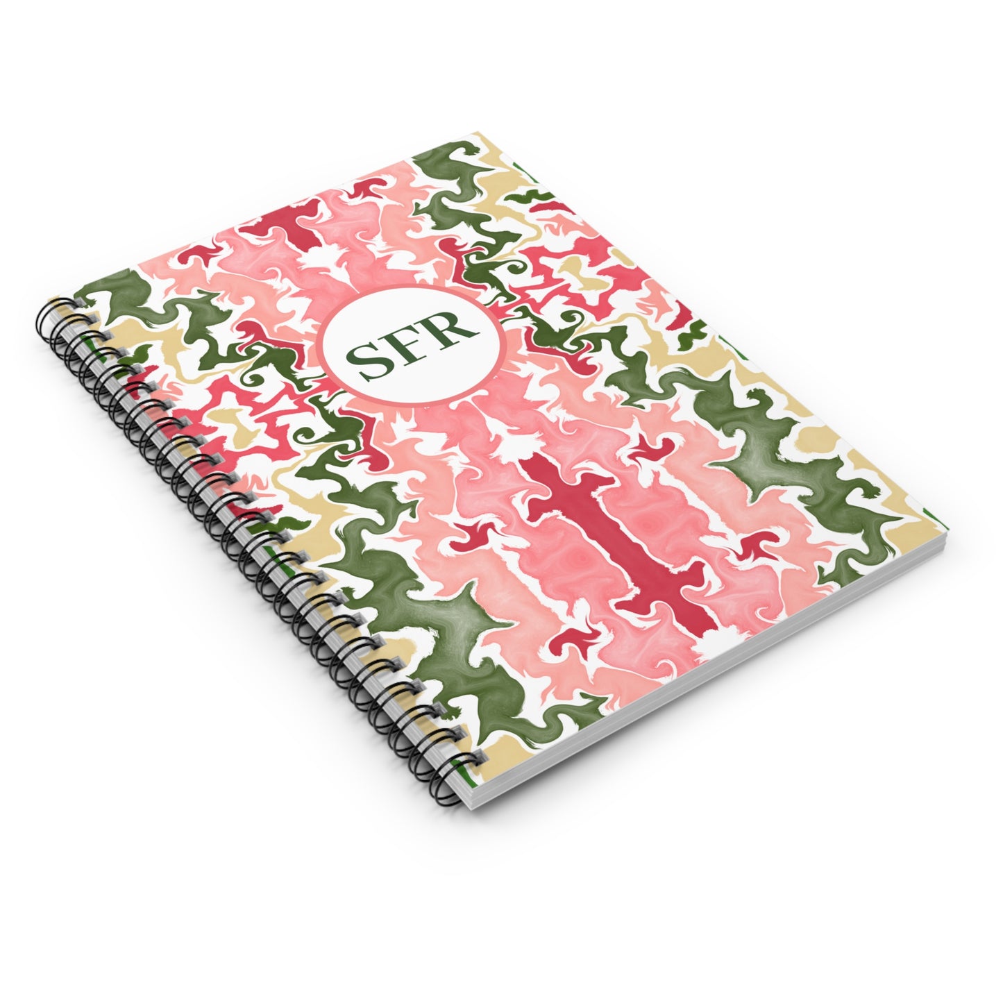 Personalized Marble Spiral Notebook | Pink and Green | Ruled Line